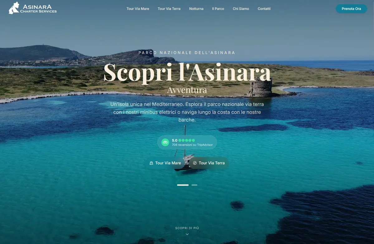 Asinara Charter Service - Turismo Nautico · Asinara: screenshot del progetto