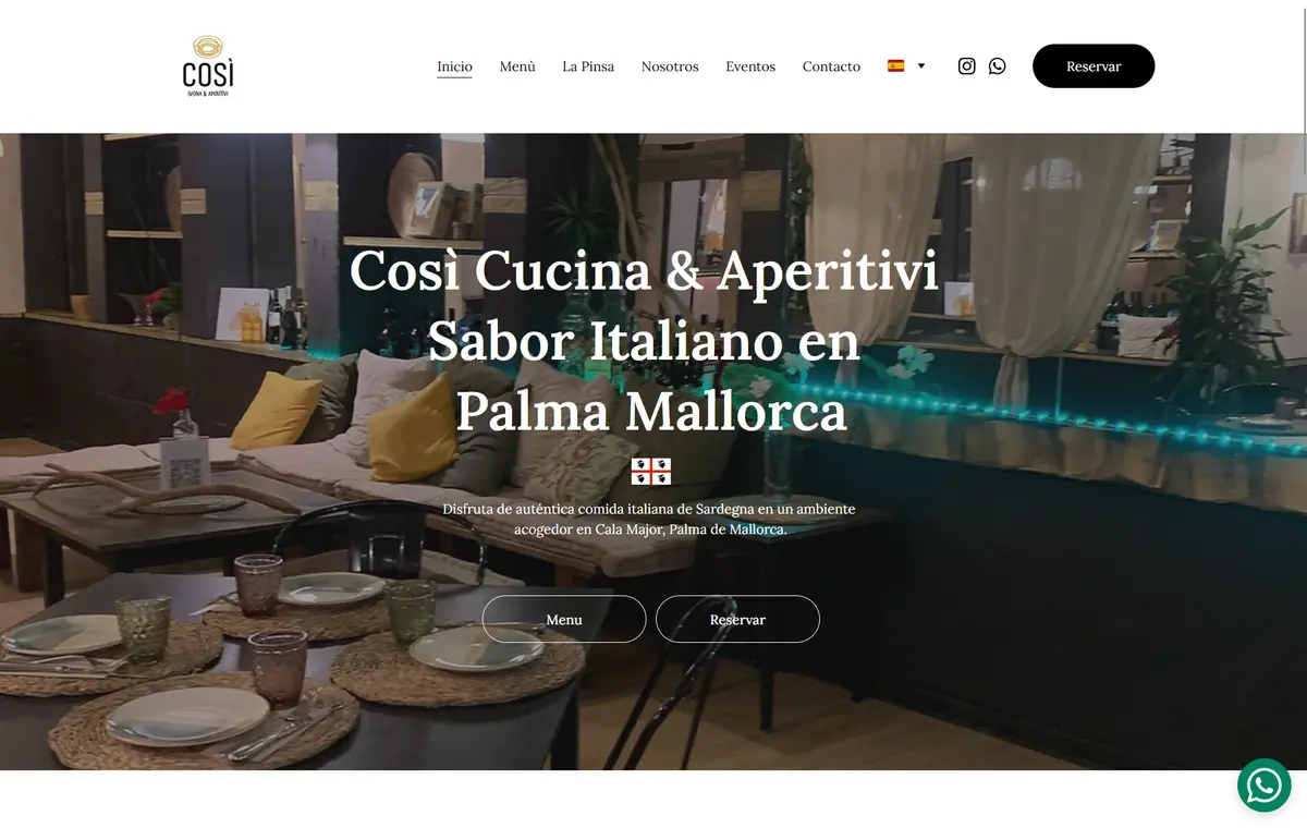 Così Cucina e Aperitivi - Ristorazione · Palma di Maiorca: screenshot del progetto