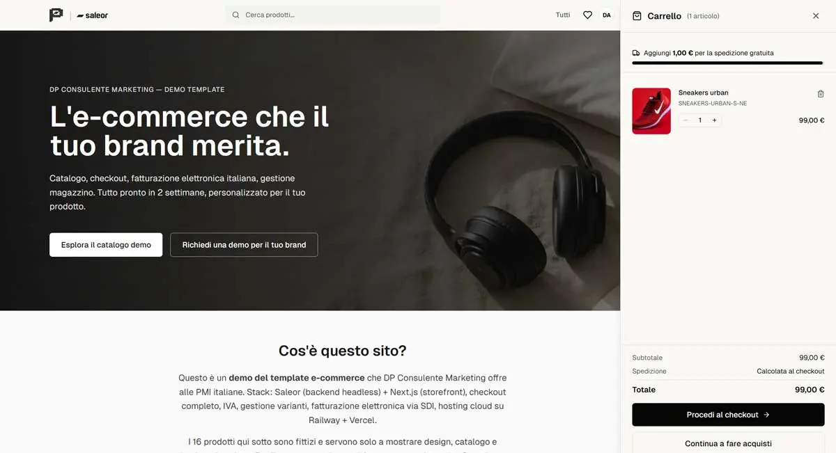 Template E-commerce Italia - E-commerce · Mercato italiano: screenshot del progetto