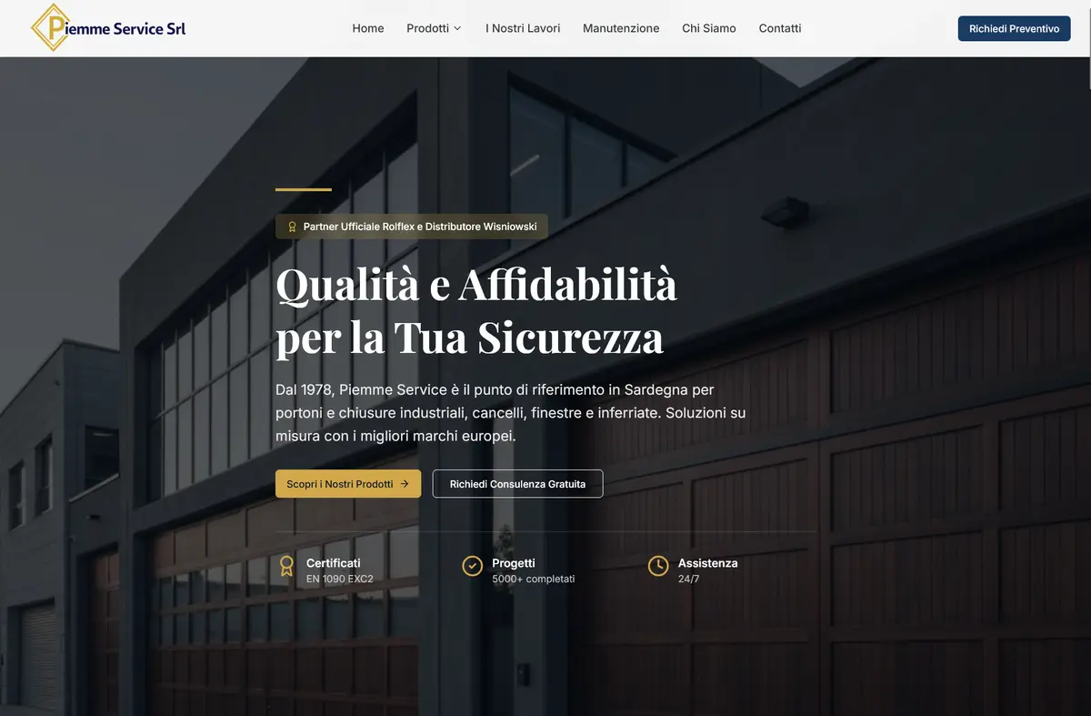 Piemme Service - Portoni e Serramenti · Cagliari: screenshot del progetto